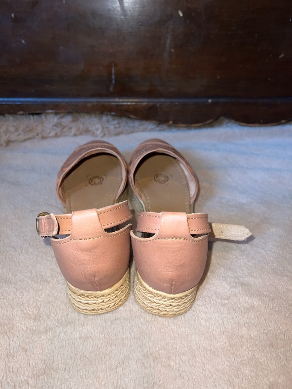 Macarena Collection Woven Ankle-Strap Women's Flats in Tan - Picture 4 of 5